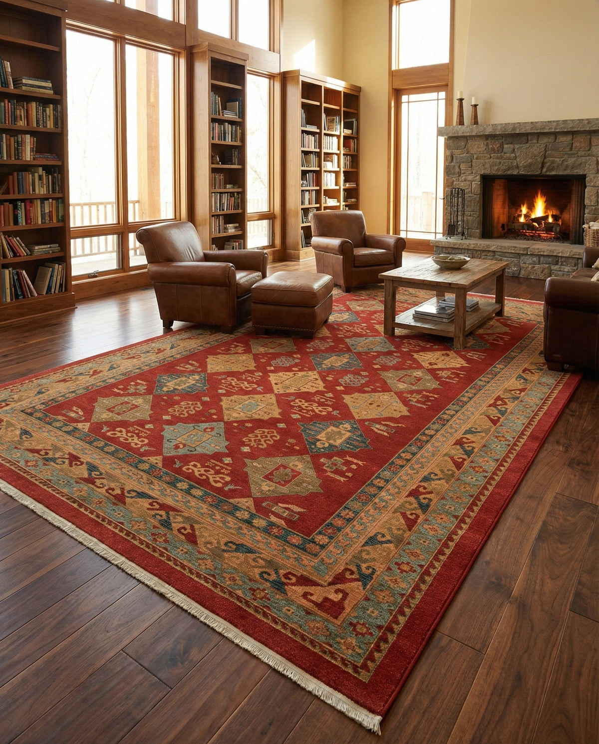 Persian Elegance Collection Area Rug -  Tabriz Rectangle Red  lifestyle 5