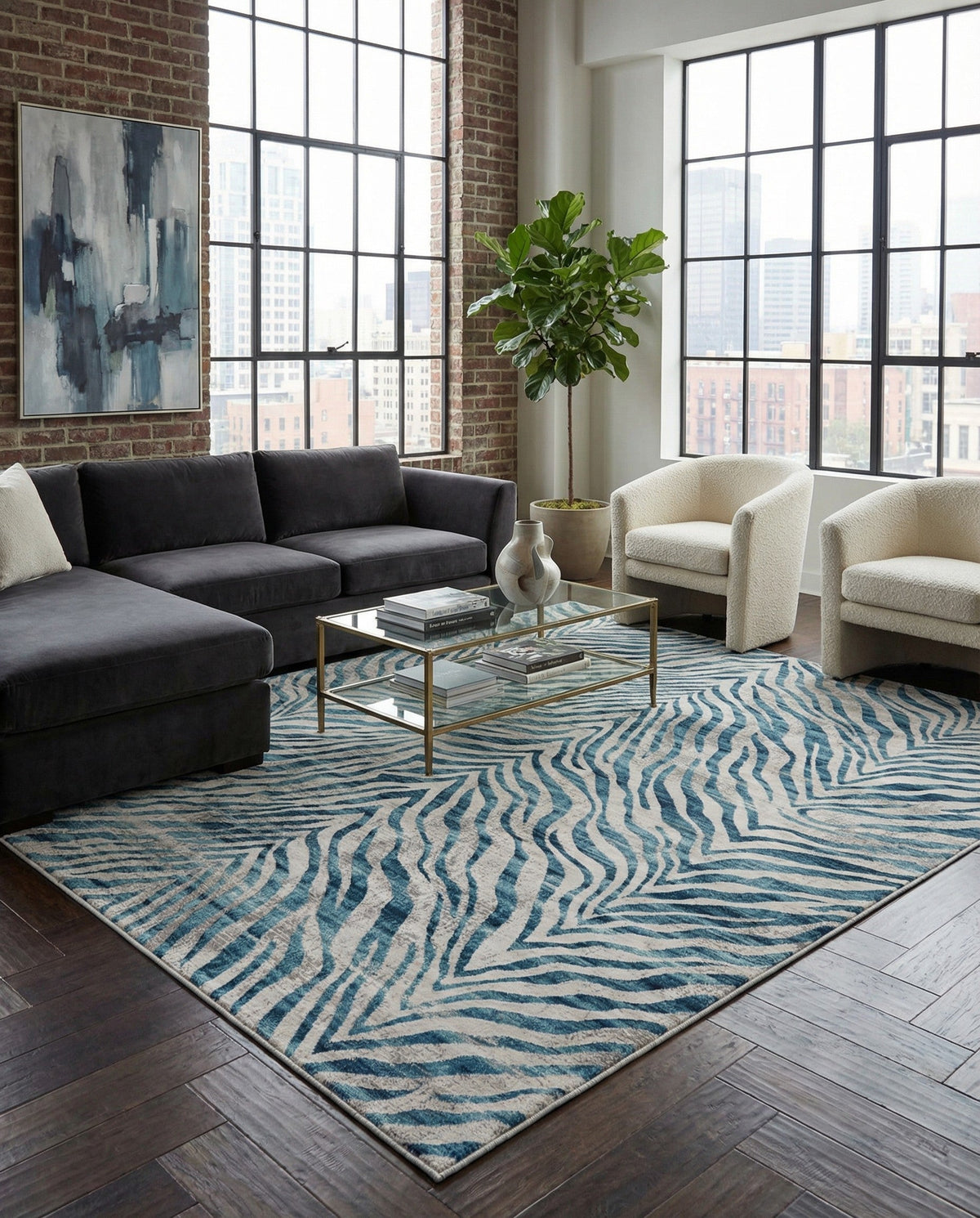 Bloomsbury Elegance Collection Area Rug -  Chelsea Rectangle Blue  lifestyle 60