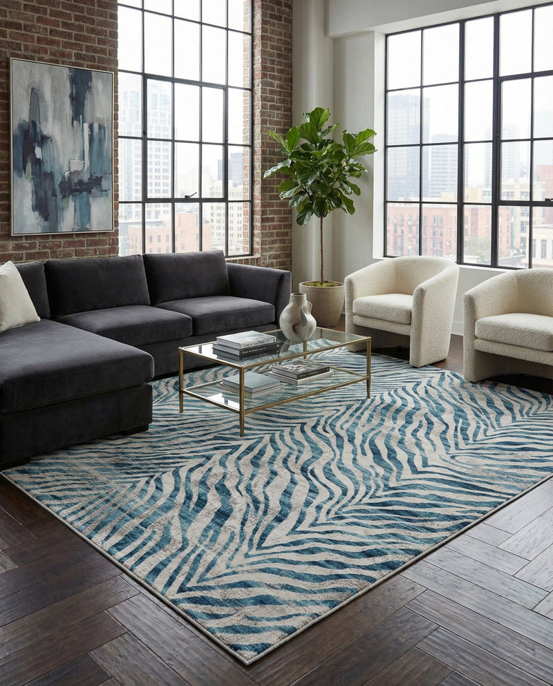 Bloomsbury Elegance Collection Area Rug -  Chelsea Rectangle Blue  lifestyle 60