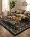 Tabriz Tapestries Collection Area Rug - Azerbaijan (Black) Rectangle Black  lifestyle 19