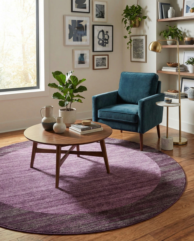 Studio Haven Collection Area Rug -  Conservatory (Violet) Round Violet  lifestyle 49