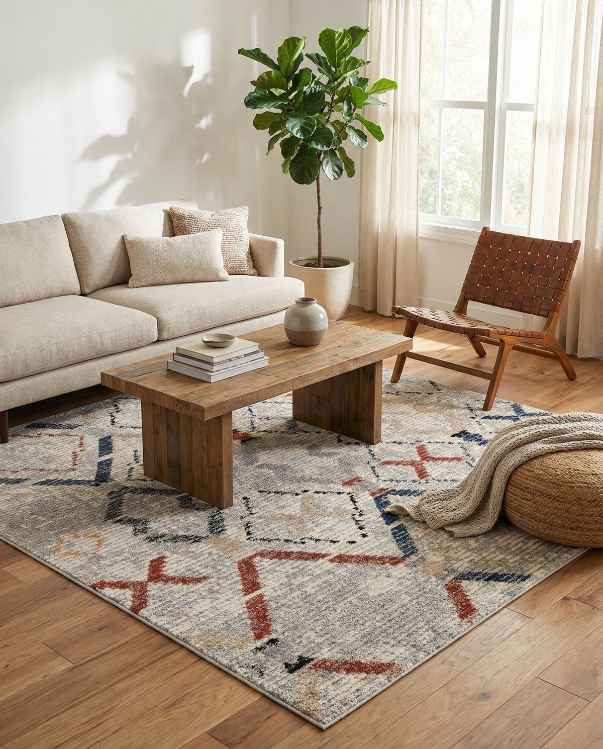 Santa Fe Trails Collection Area Rug - Canyon Square Multi  lifestyle 91