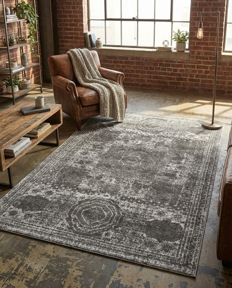 Dover Terrace Collection Area Rug -  Lagoon (Dark Gray) Rectangle Dark Gray  lifestyle 12