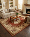 Versailles Elegance Collection Area Rug -  Louveciennes (Brick Red) Square Brick Red  lifestyle 63