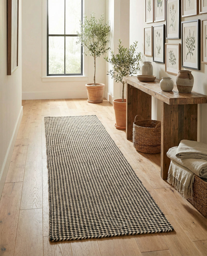 Sequoia Handwoven Jute Collection Area Rug - Aspen Runner Black and White  lifestyle 37