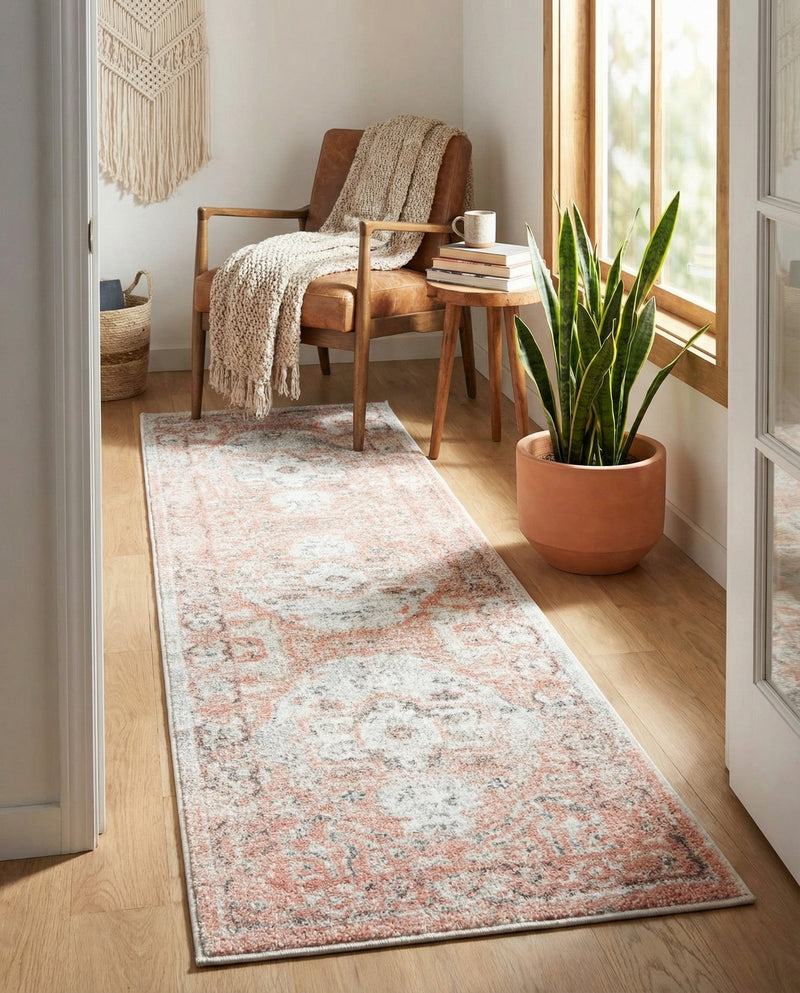 Parisian Elegance Collection Area Rug - Versailles (Rose Pink) Runner Rose Pink  lifestyle 64