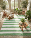 Tassel Trail Collection Area Rug - Pathway (Green and Ivory) Rectangle Green and Ivory  lifestyle 10