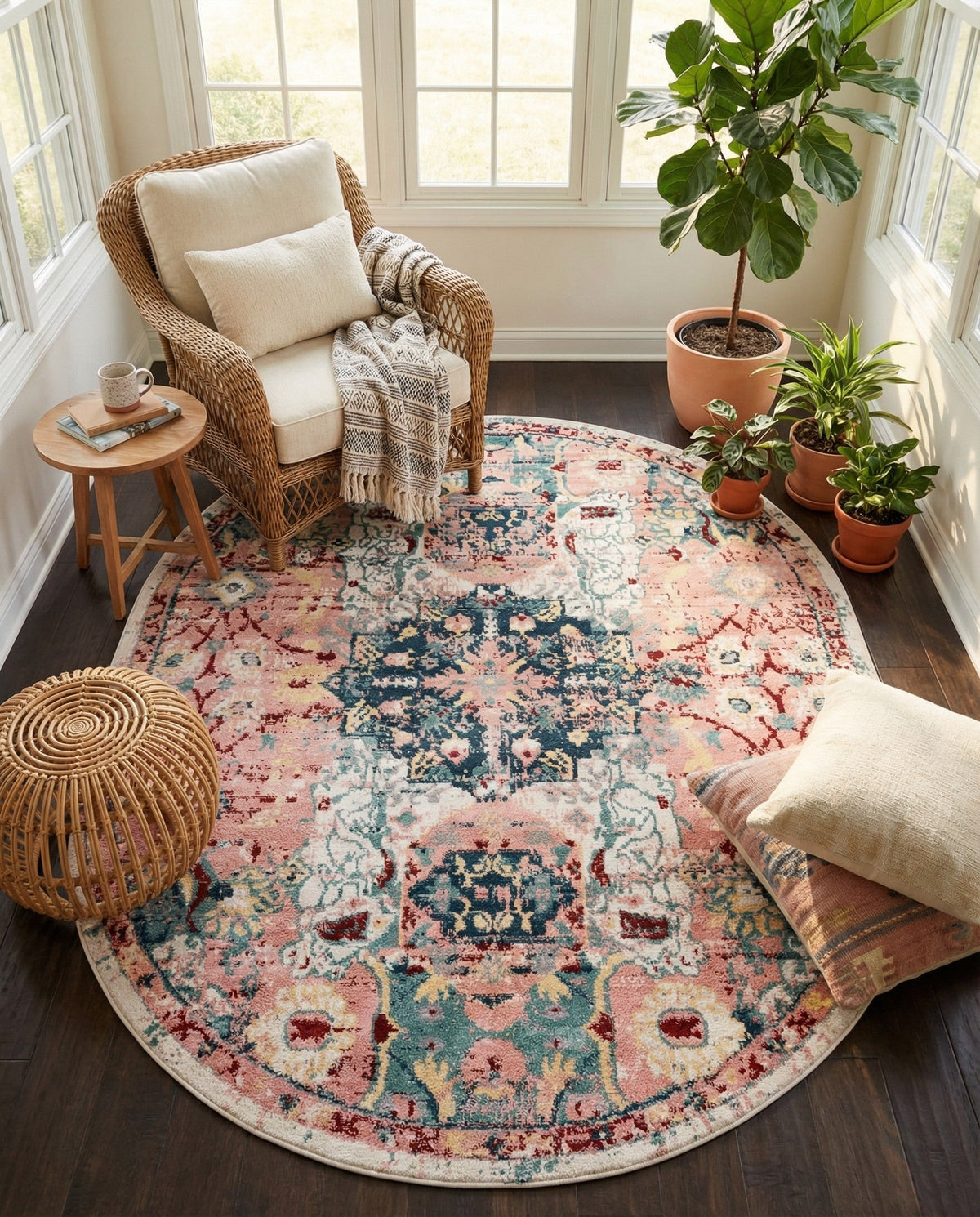 Savannah Elegance Collection Area Rug -  Azalea Oval Pink  lifestyle 174