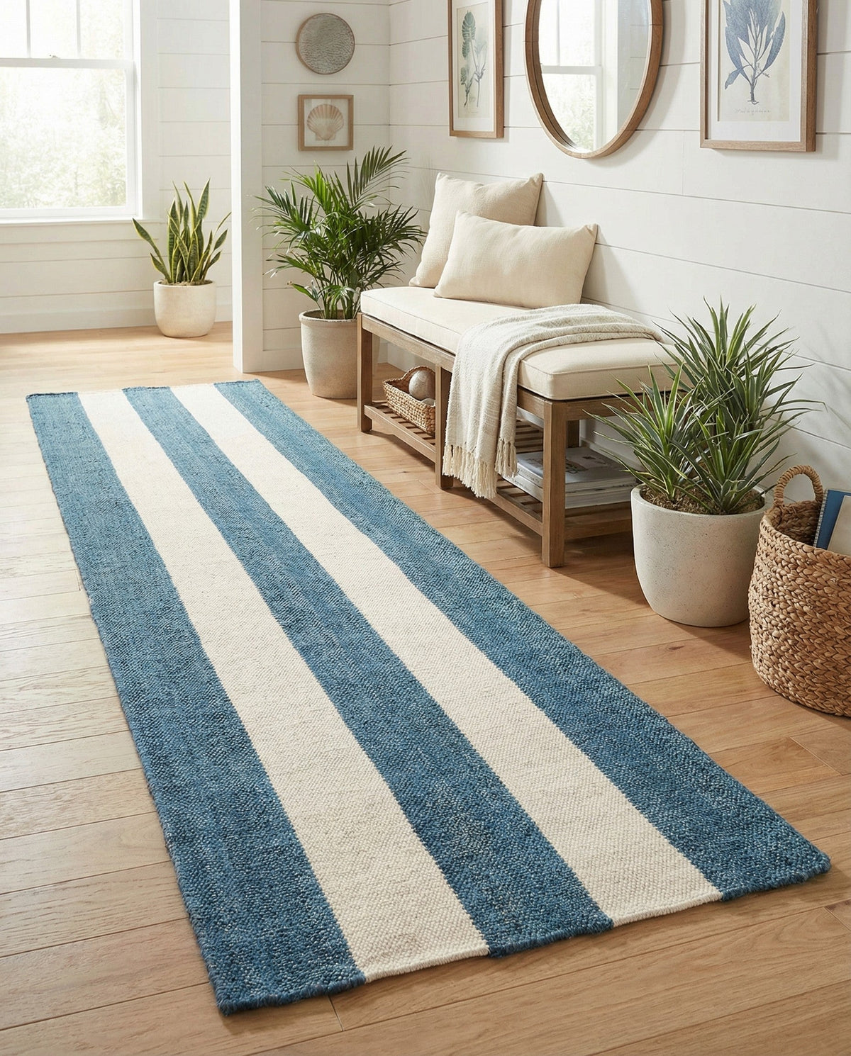 Martha's Vineyard Blueprints Collection Area Rug - Edgartown Runner Sky blue  lifestyle 189