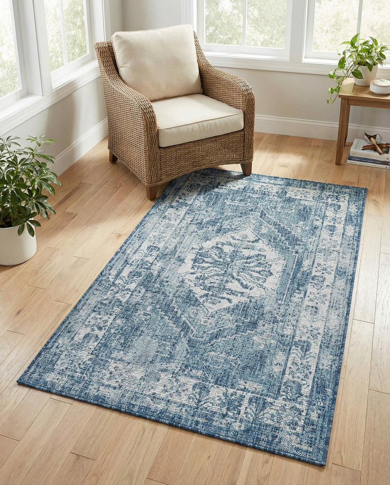 Patio Heritage Collection Area Rug -  Augusta (Blue) Rectangle Blue  lifestyle 32