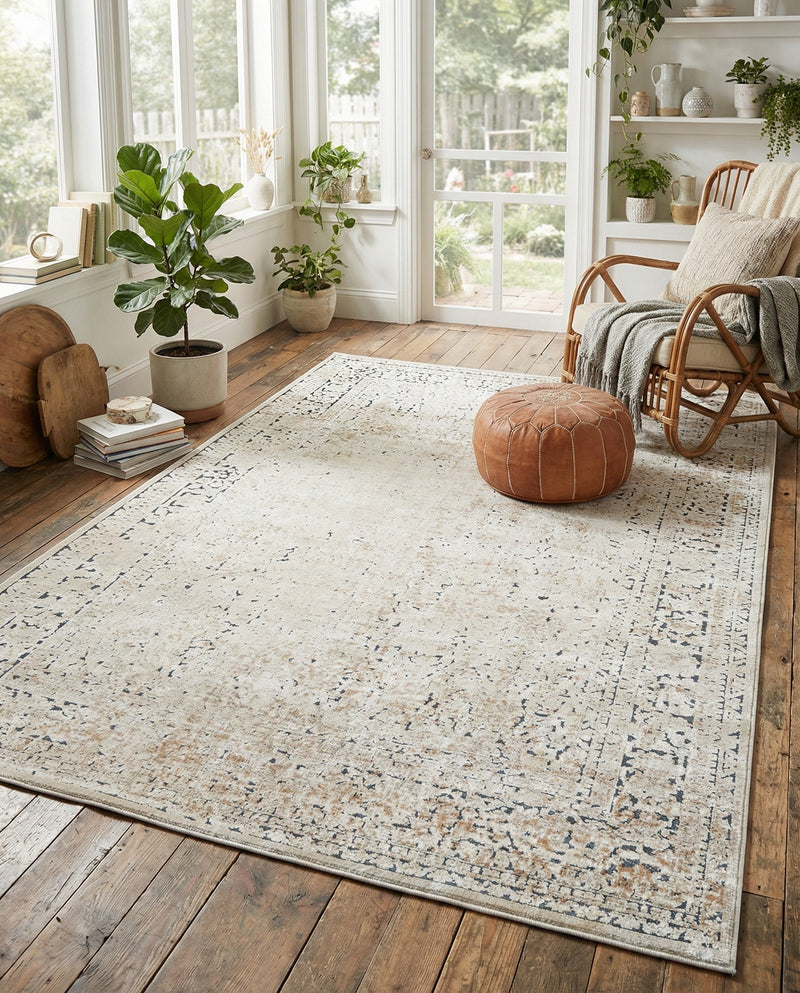Coastal Manor Collection Area Rug -  Marina Rectangle Beige  lifestyle 54