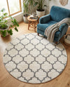 Lattice Gardens Collection Area Rug -  Bloomfield (Beige and Gray) Round Beige and Gray  lifestyle 77