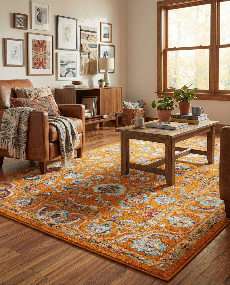 Adriana Terrace Collection Area Rug -  Positano (Orange) Rectangle Orange  lifestyle 17