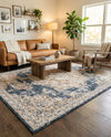 Coastal Manor Collection Area Rug -  Pelican Rectangle Dark Blue  lifestyle 17