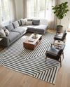 Urban Terrace Collection Area Rug -  Astoria (White and Black) Rectangle White and Black  lifestyle 13