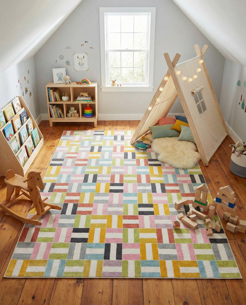 Wonder Tykes Collection Area Rug -  Kaleidoscope Rectangle Multi  lifestyle 8