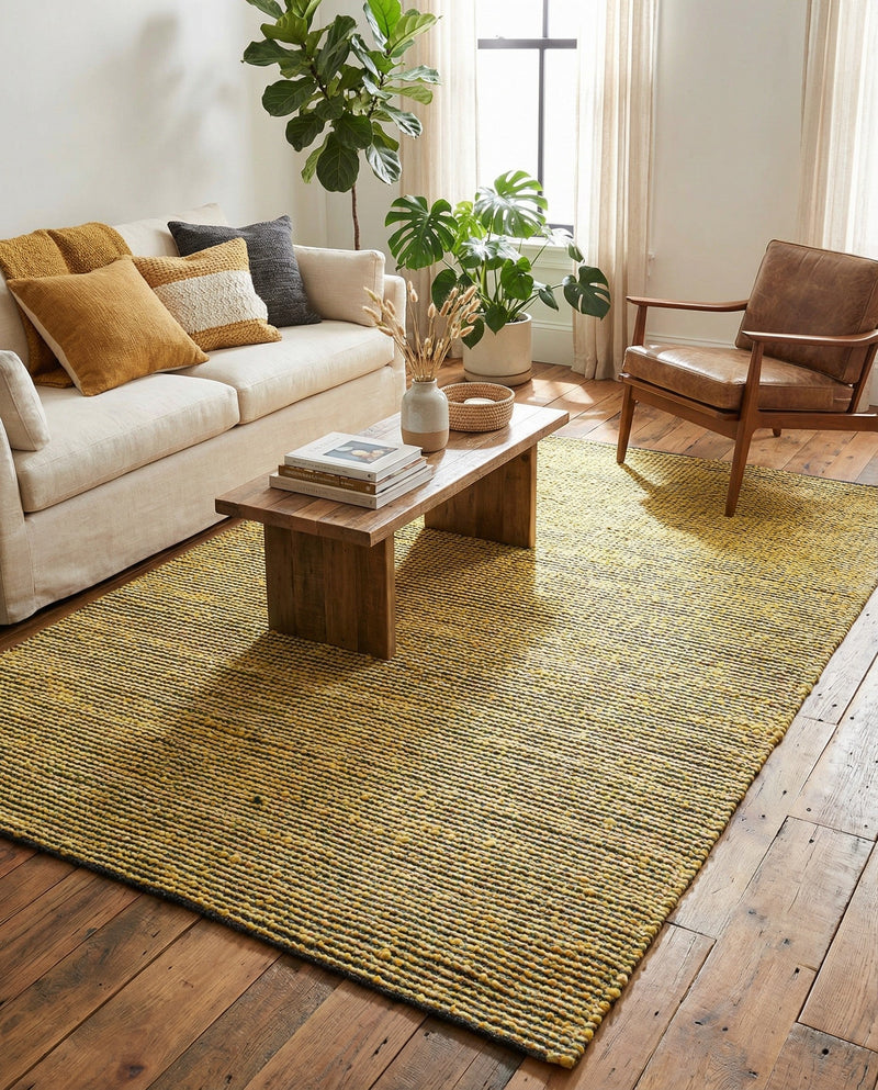Coastal Haven Striped Jute Collection Area Rug - Marina Rectangle Yellow and Navy  lifestyle 17
