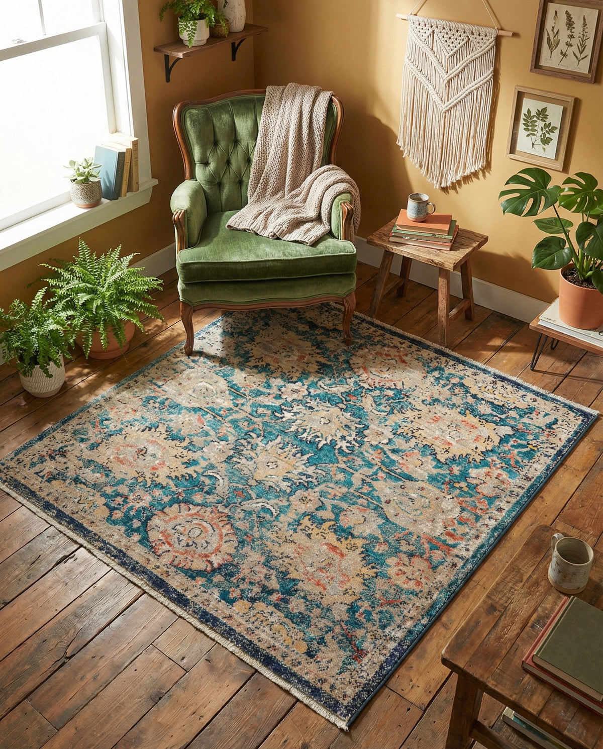 Seville Stripes Collection Area Rug -  Cordoba (Blue) Square Blue  lifestyle 90
