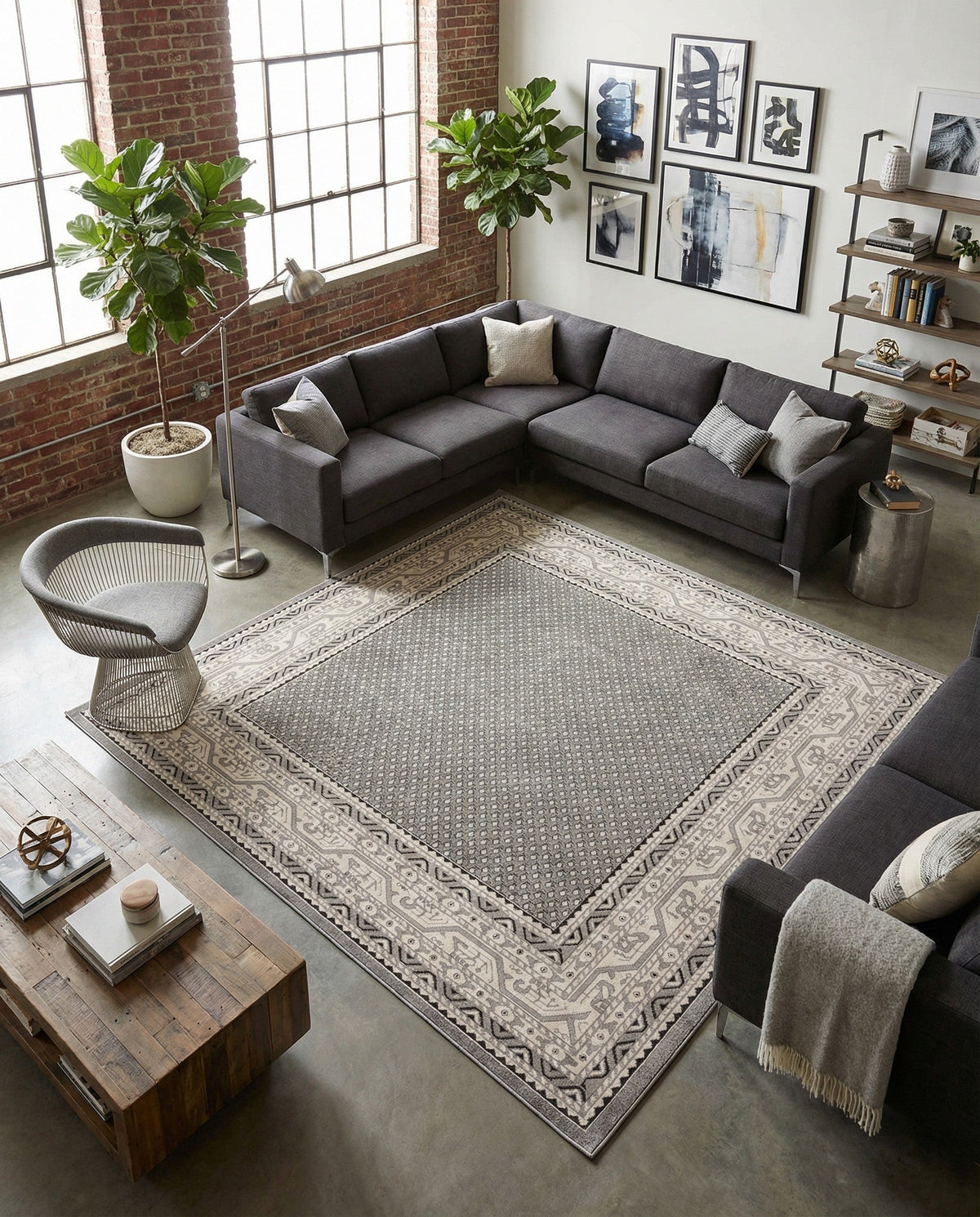Soho Elegance Collection Area Rug -  Mercer (Gray) Square Gray  lifestyle 87