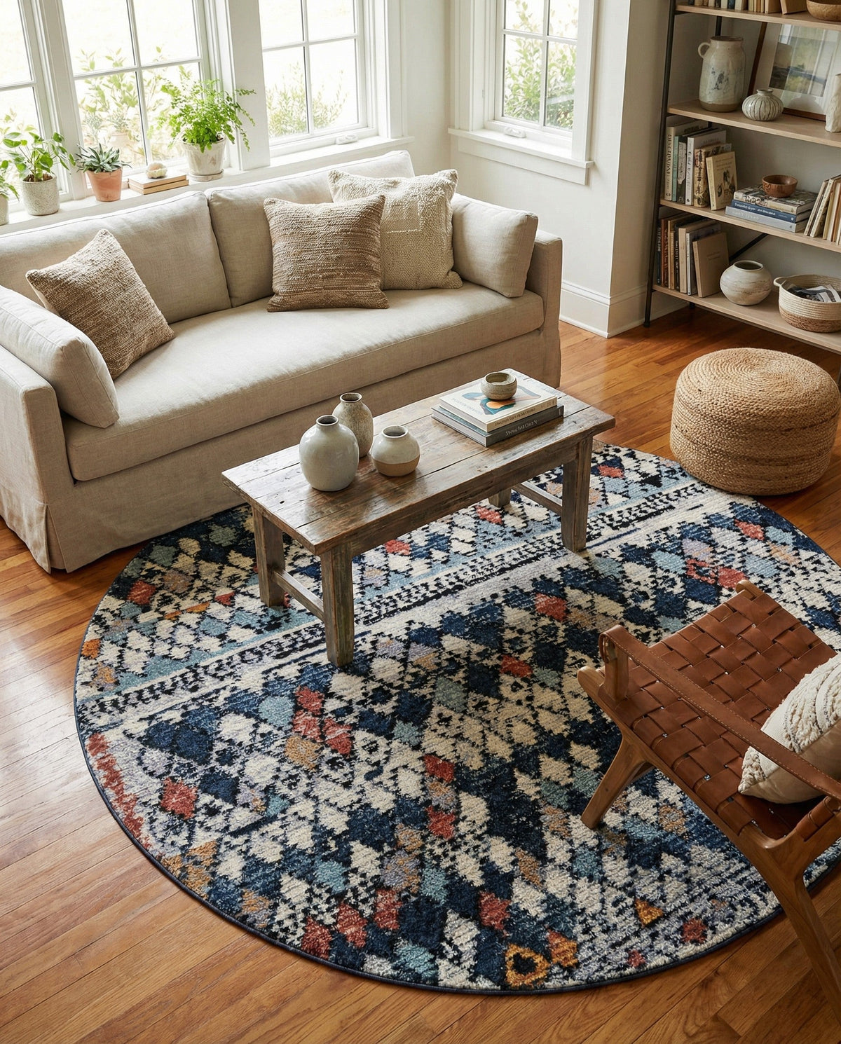 Tangier Treasures Collection Area Rug -  Marrakech Round Multi  lifestyle 170