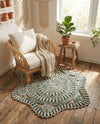 Woven Seaside Jute Collection Area Rug - Nantucket Round Green and White  lifestyle 60