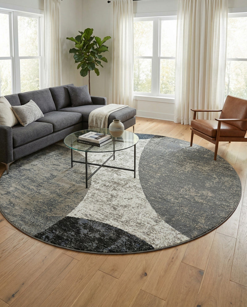 Copenhagen Edge Collection Area Rug -  Amager Round Multi  lifestyle 70