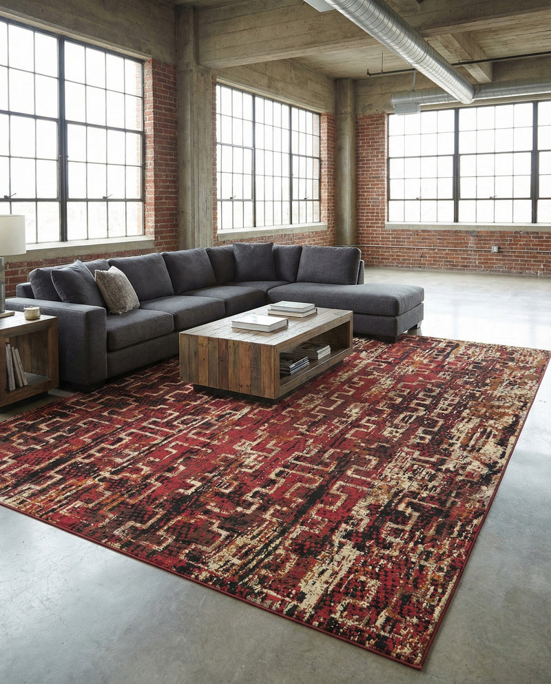 Neptune Elegance Collection Area Rug -  Proteus Rectangle Burgundy  lifestyle 22