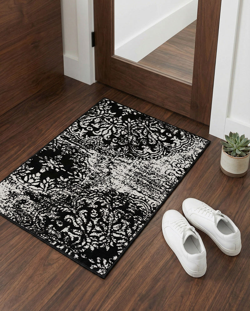 Riviera Elegance Collection Area Rug -  Monaco (Black) Rectangle Black  lifestyle 16