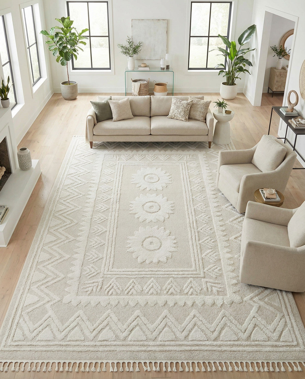 Sahara Chic Collection Area Rug -  Tangier Rectangle Ivory  lifestyle 16