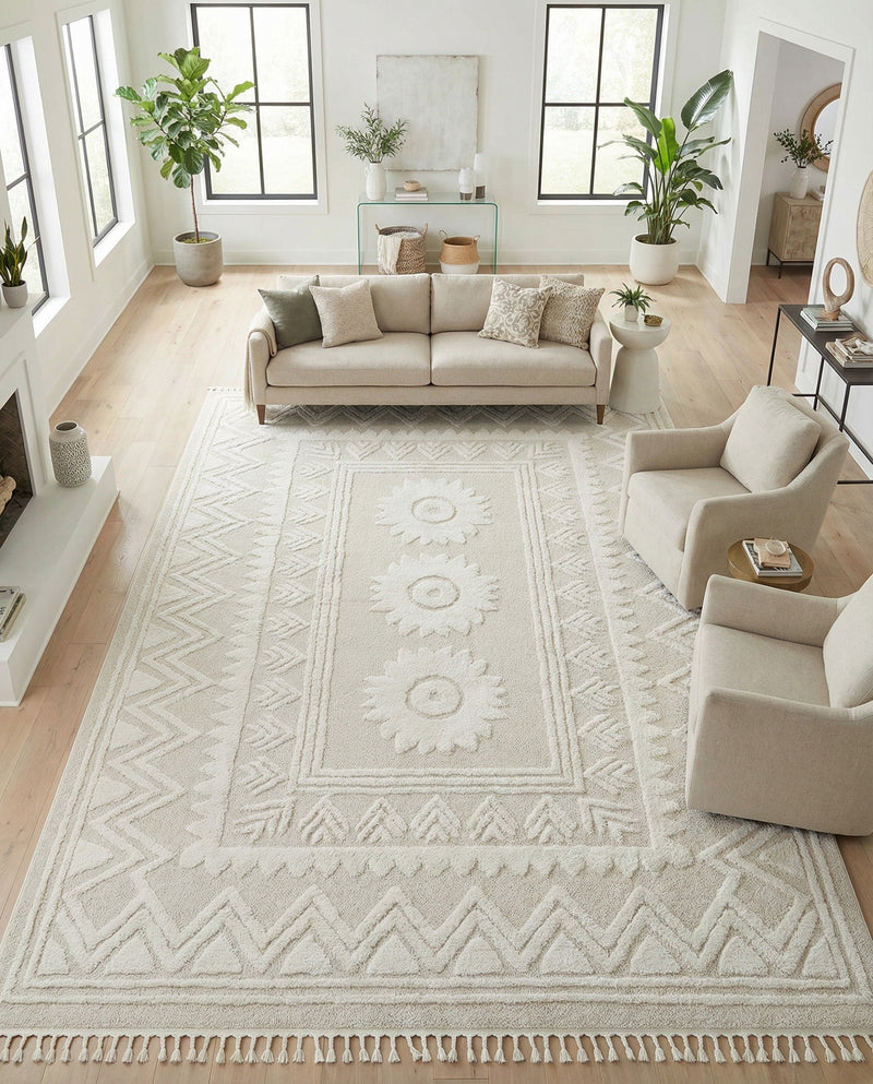 Sahara Chic Collection Area Rug -  Tangier Rectangle Ivory  lifestyle 16