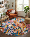 Meadow Breeze Collection Area Rug -  Daffodil Round Multi  lifestyle 72