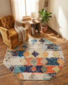 Colorburst Oasis Collection Area Rug -  Marina Octagon Ivory  lifestyle 74