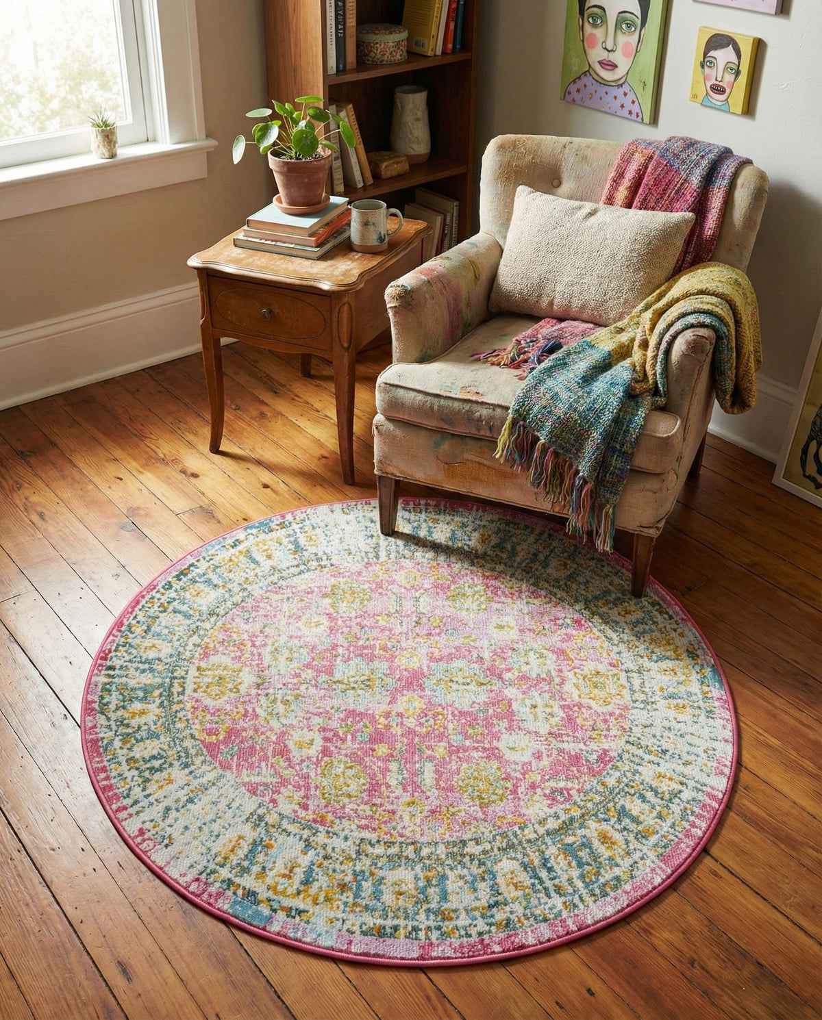 Arcadia Rugs Collection Area Rug -  Shangri-La Round Pink  lifestyle 62