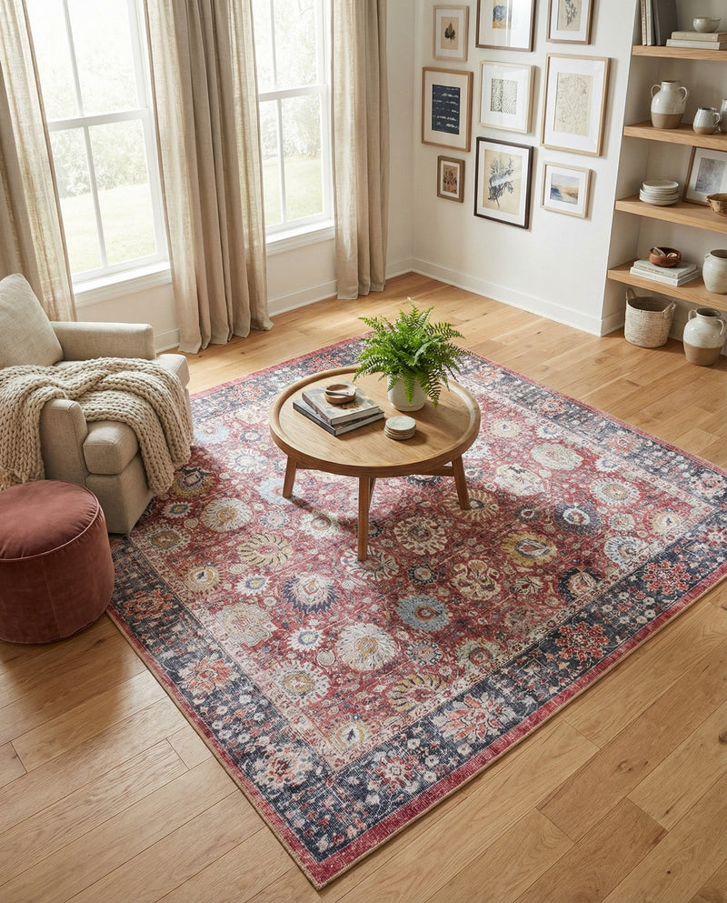 Heritage Elegance Collection Area Rug -  Gatchina Square Vintage Red  lifestyle 76