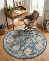 Seville Stripes Collection Area Rug -  Cordoba (Blue) Round Blue  lifestyle 24
