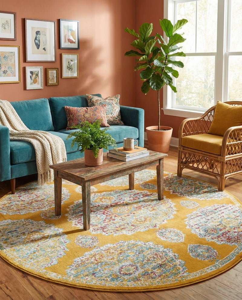 Arcadia Rugs Collection Area Rug -  Atlantis (Orange) Round Orange  lifestyle 32