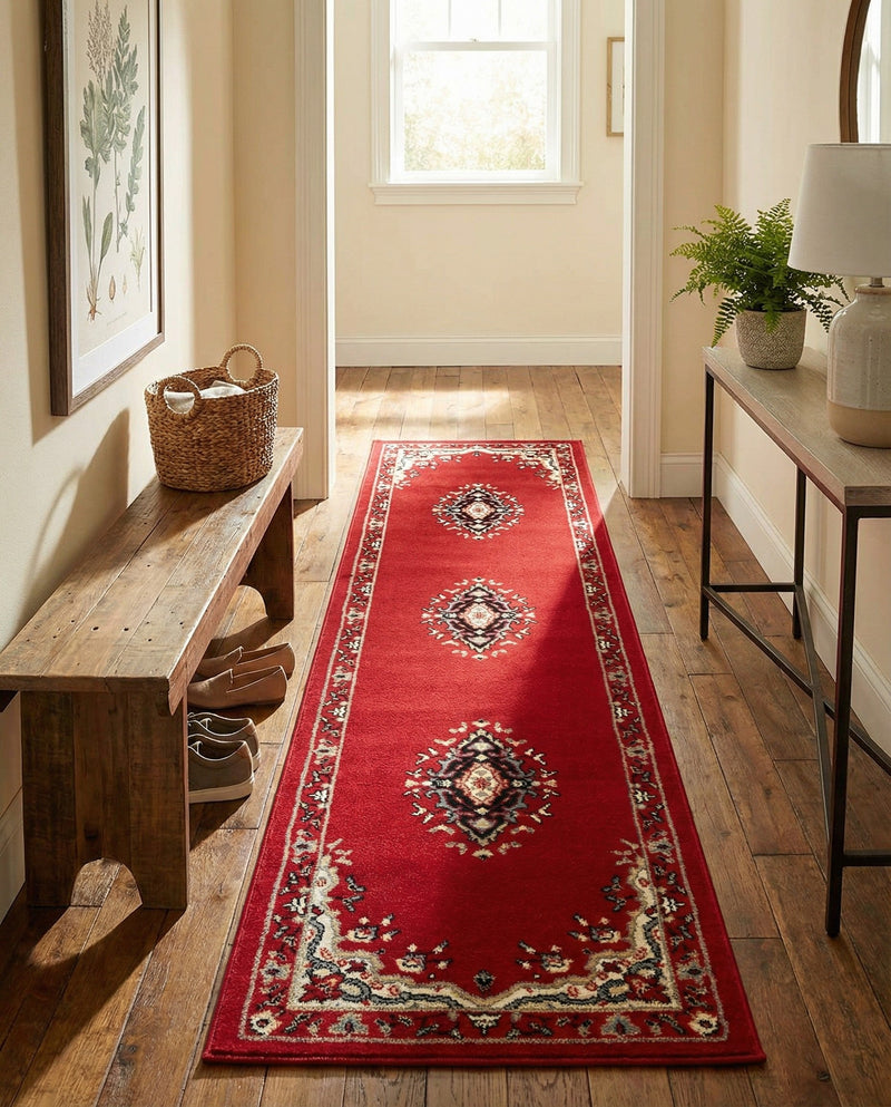 Tabriz Tapestry Collection Area Rug - Azerbaijan (Red) Runner Red  lifestyle 40