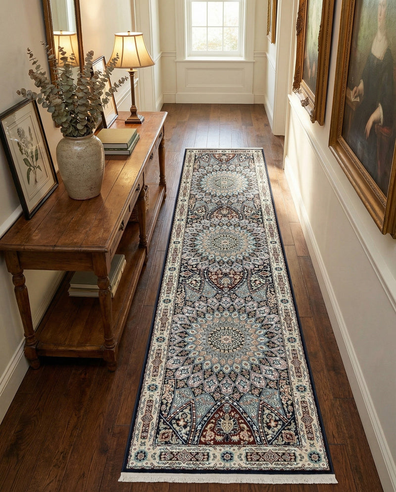 Persian Elegance Collection Area Rug -  Hamedan (Navy Blue) Runner Navy Blue  lifestyle 77