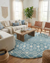 Berber Lattice Shag Collection Area Rug - Atlas (Light Blue) Round Light Blue  lifestyle 63