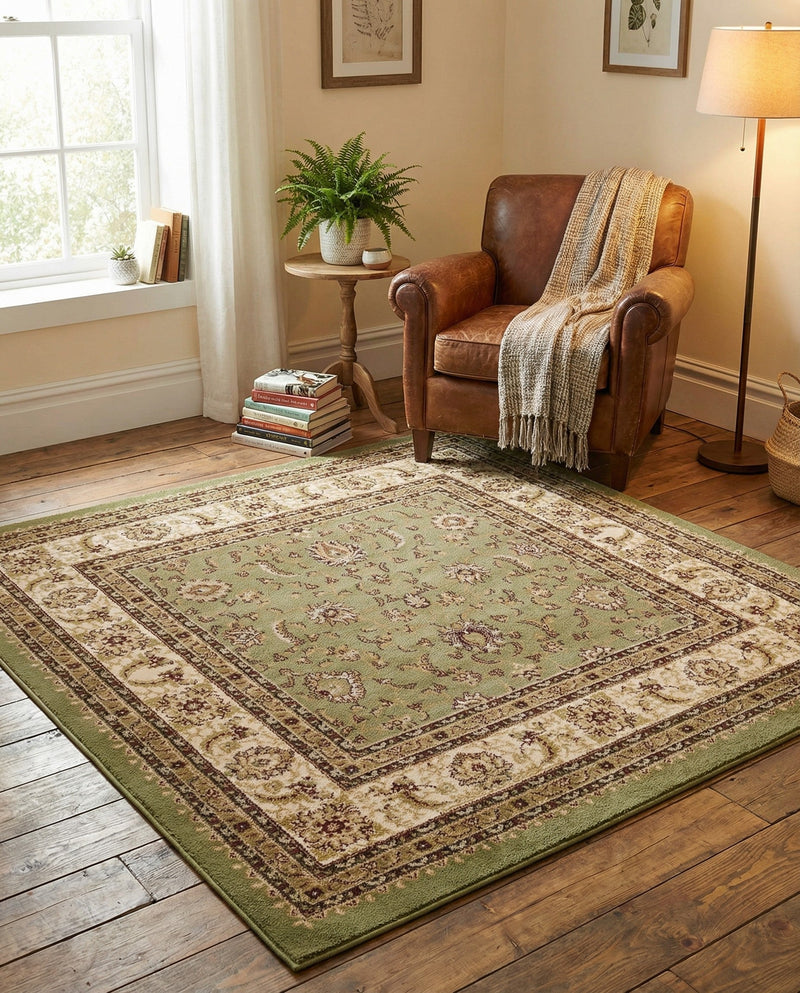Jaipur Elegance Collection Area Rug -  Nahargarh (Green) Square Green  lifestyle 75