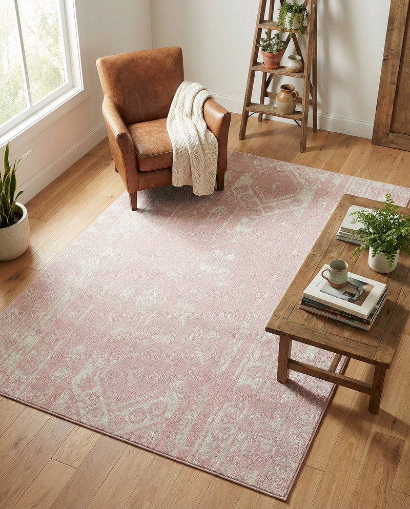 Brighton Stripes Collection Area Rug - Sussex (Pink) Rectangle Pink  lifestyle 18