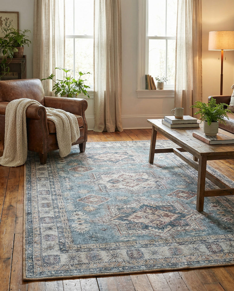 Heritage Elegance Collection Area Rug -  Neuschwanstein Rectangle Soft Green  lifestyle 41