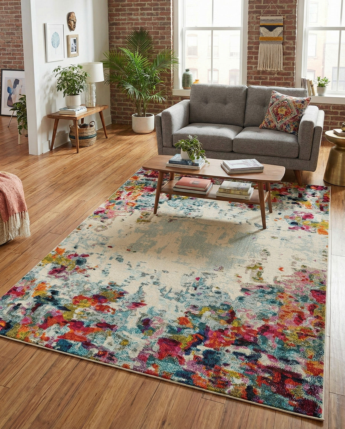 Chromatic Oasis Collection Area Rug -  Blush Rectangle Multi  lifestyle 15