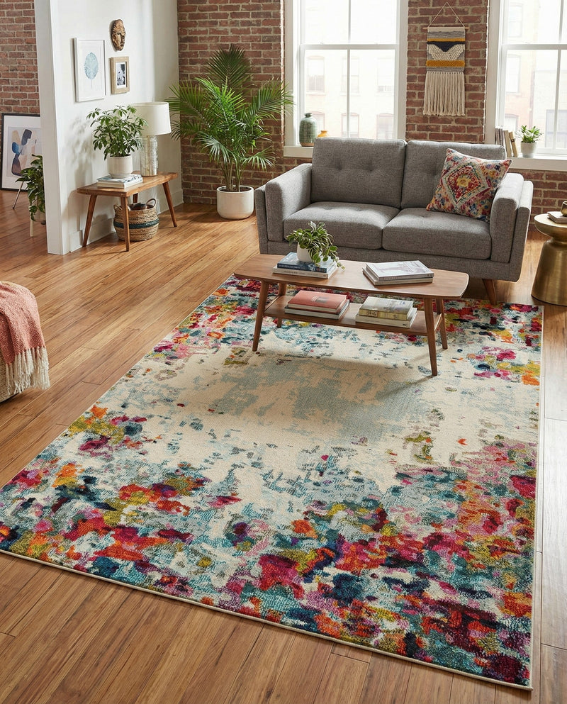 Chromatic Oasis Collection Area Rug -  Blush Rectangle Multi  lifestyle 15