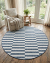 Seaside Stripes Collection Area Rug - Cabana (Blue) Round Blue  lifestyle 35