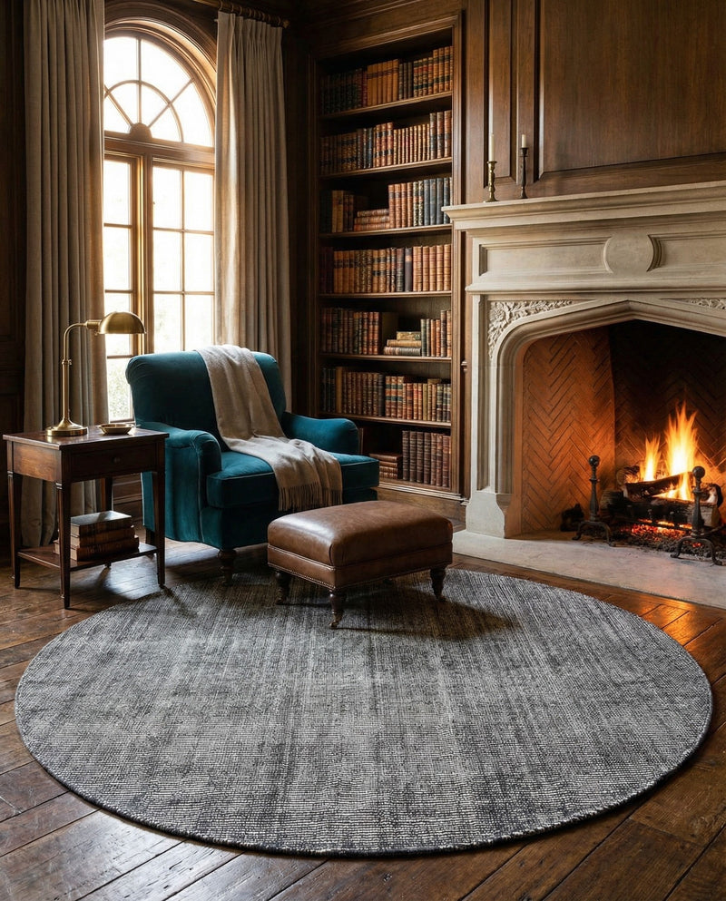 Berkshire Estate Collection Area Rug - Windsor (Earl Grey) Round Earl Grey  lifestyle 36