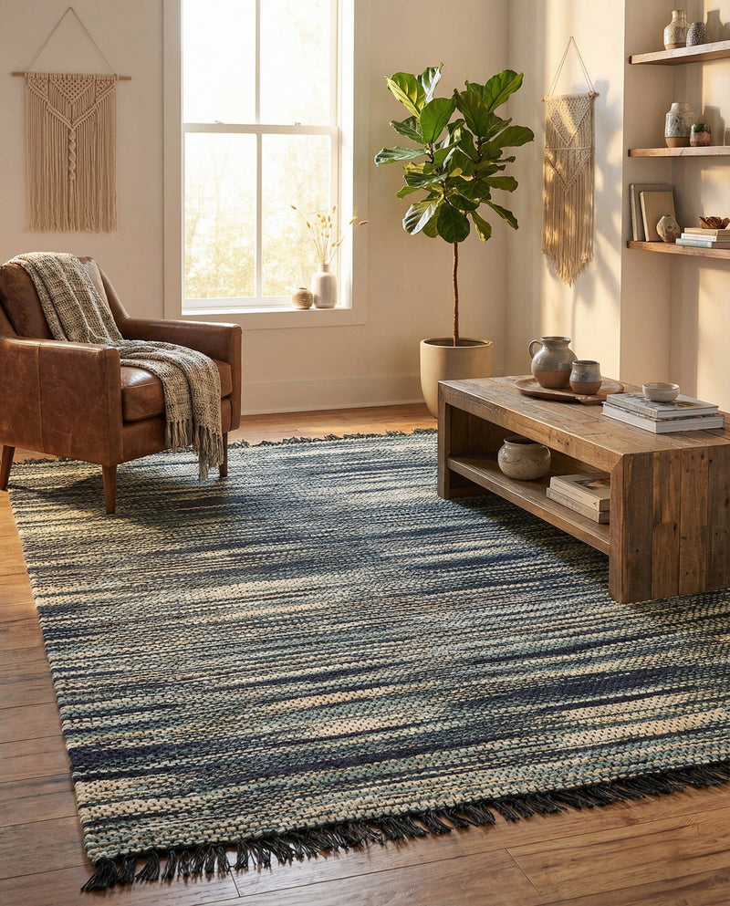 Savannah Jute Collection Area Rug - Nantucket Rectangle Green and Ivory  lifestyle 24