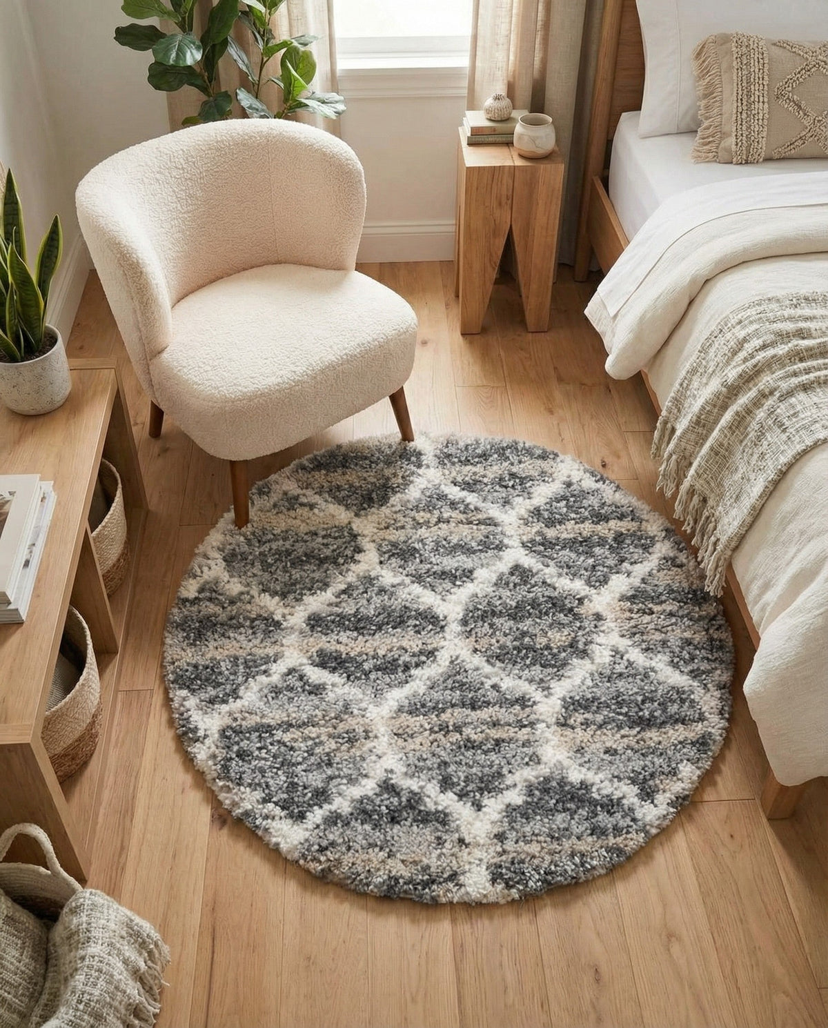 Cozy Cove Shag Collection Area Rug - Marina Round Gray  lifestyle 185