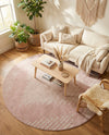 Seychelles Stripes Collection Area Rug - Mahe (Pink) Round Pink  lifestyle 36