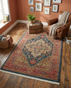 Persian Elegance Collection Area Rug -  Golestan Rectangle Navy Blue  lifestyle 62